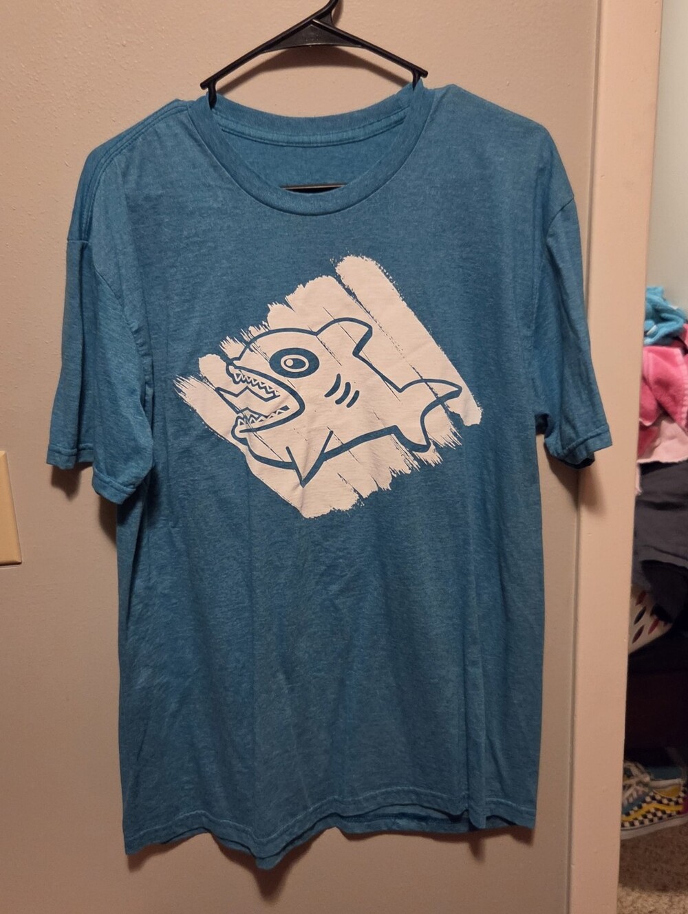 Blue Fuzzy's Taco Shop Graphic Short Sleeve T-Shirt with Shark Print
